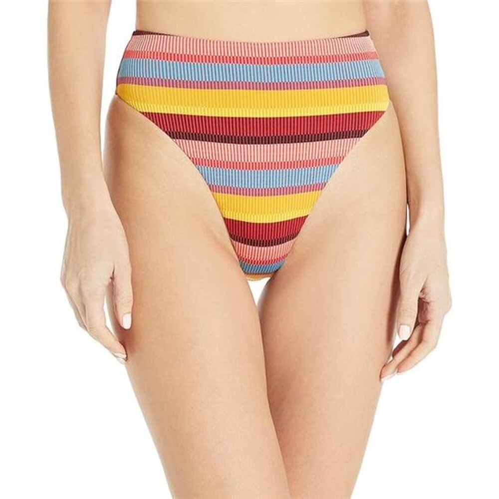 NEW Seafolly Hi Rise Baja Stripe High Cut Bikini Bottom Women's 8